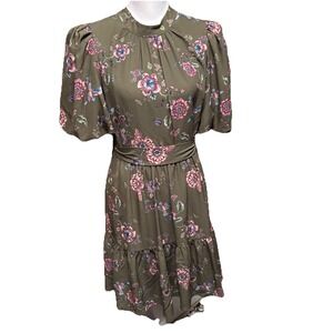 Eliza J Green Floral Midi‎ Dress Women's Size 10 Cottagecore Boho